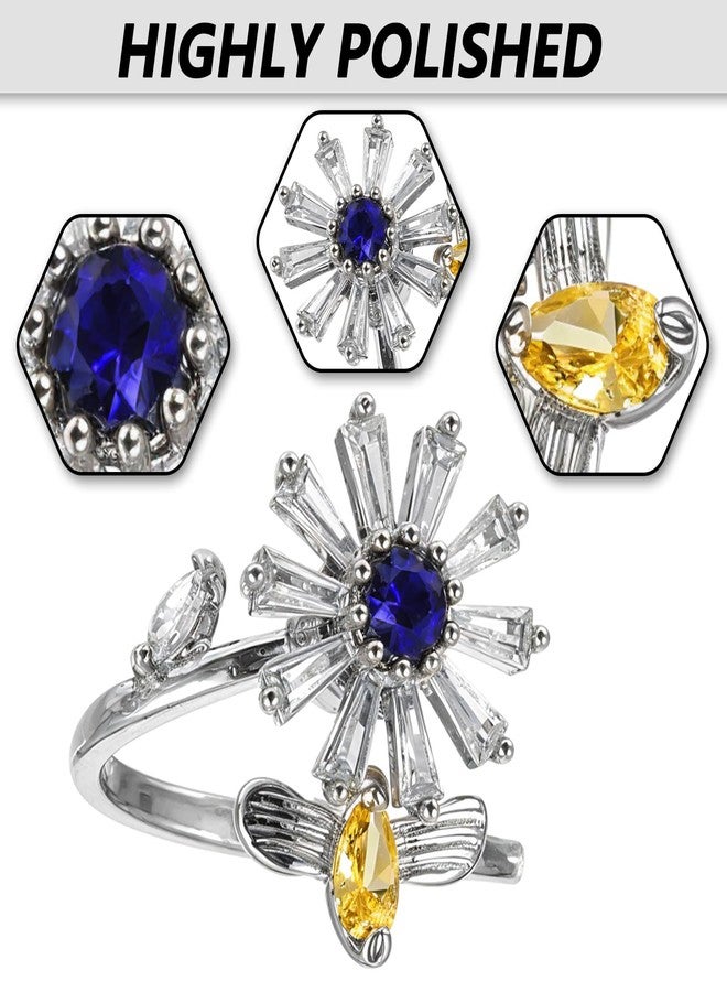 Yuanchu Anti Anxiety Fidget Ring for Women, 6 Pcs Open Adjustable Fidget Rings Anti Anxiety Ring Flower Bee Bead Rings Cute Relief Items Gift - Image 5